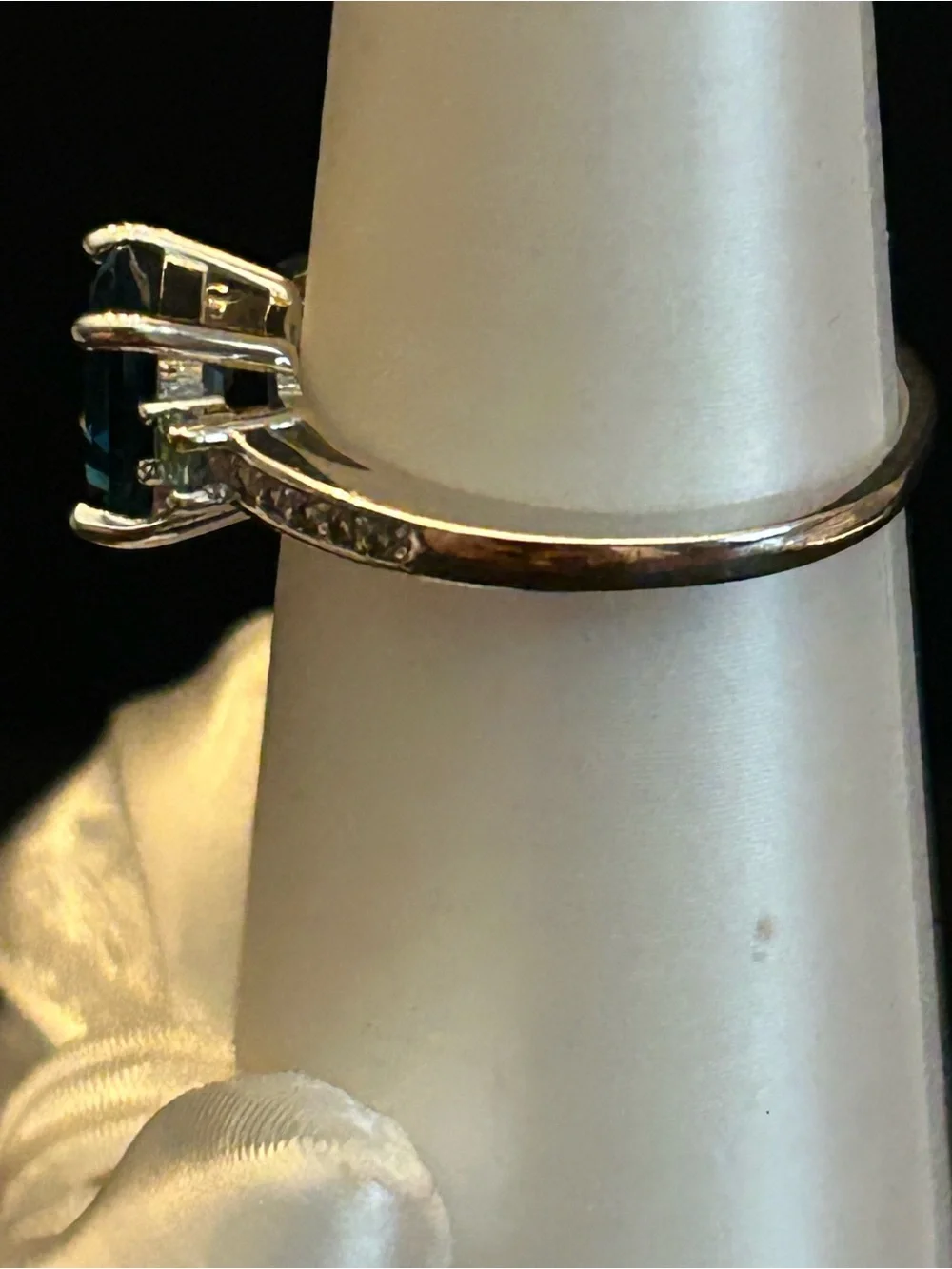 1.64CT Square-Cut London Blue Topaz & .30CT White Zircon Gemstone Ring Set in SS